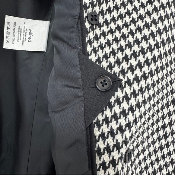 Aritzia Wilfred Houndstooth Double Breasted Margaux Blazer Jacket in Black White - Picture 7 of 9